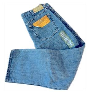 100% Cotton Blue Straight-Leg Jeans with Contrast Stitching